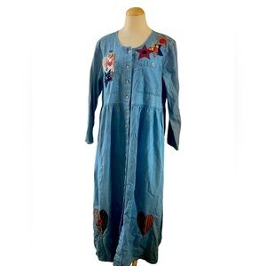 Denim maxi patchwork dress sz L